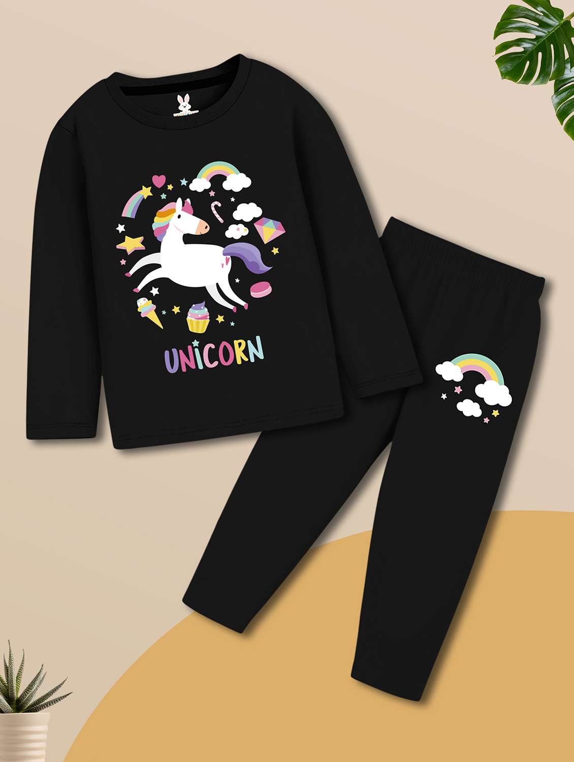 girls printed long sleeves nightwear set