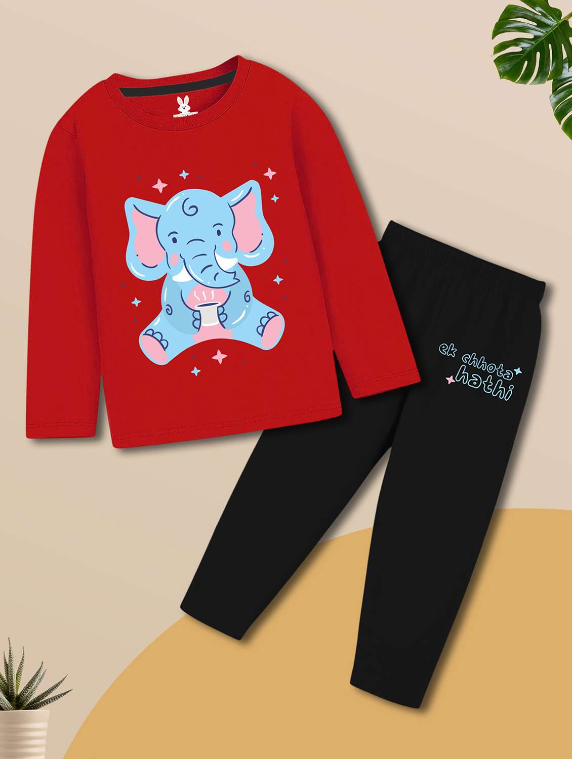 girls printed long sleeves nightwear set