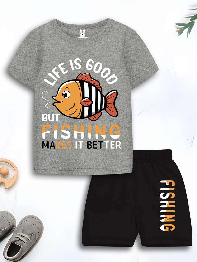 girls printed short sleeve t-shirt & shorts set