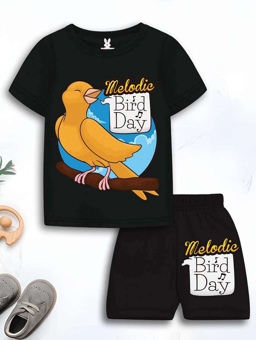 girls printed short sleeve t-shirt & shorts set
