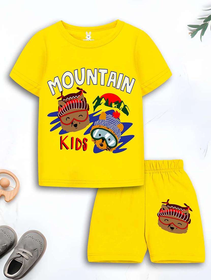 girls printed short sleeve t-shirt & shorts set