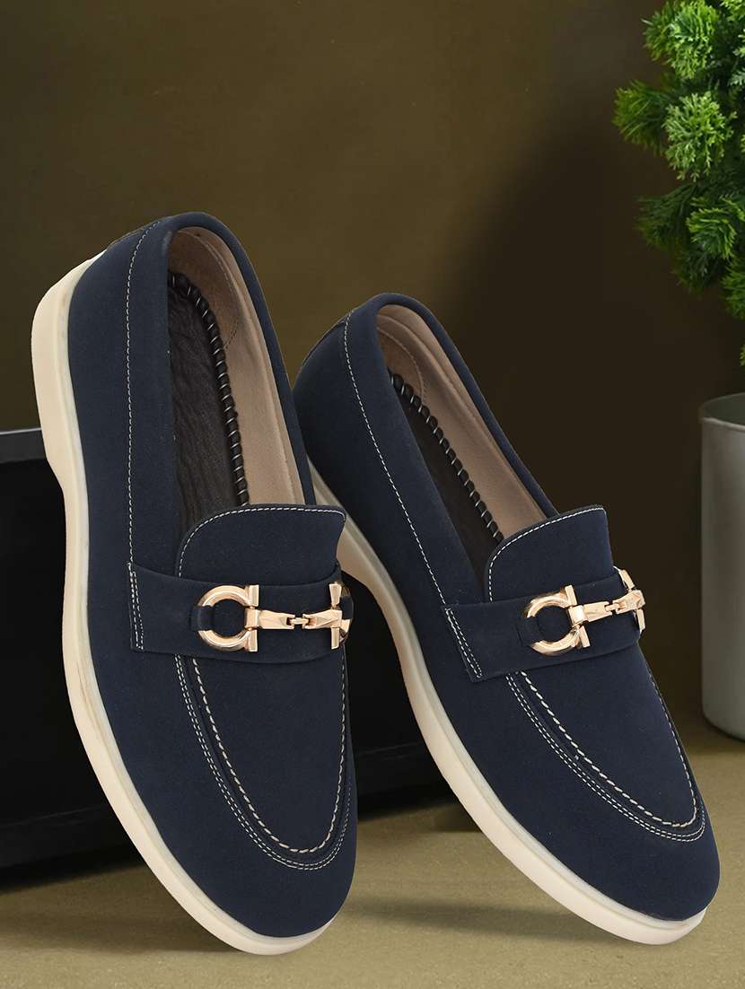 men solid slip on horsebit loafer