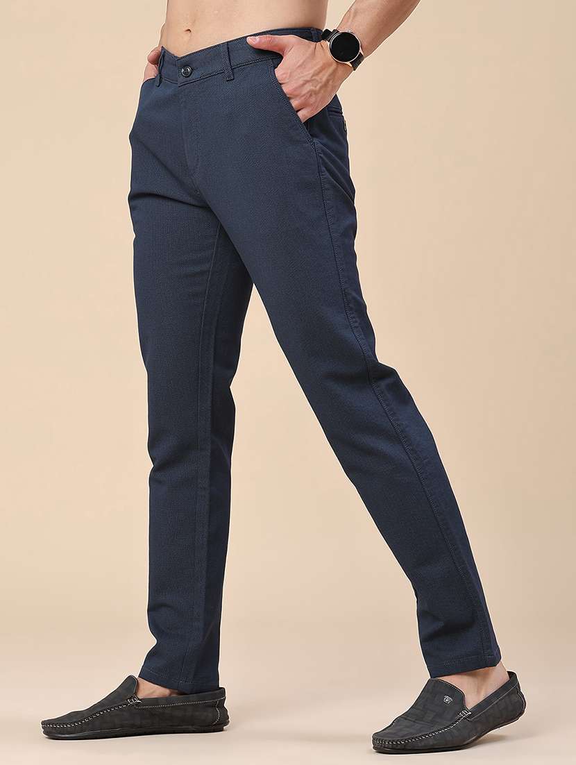 Men Solid Mid Rise Casual Chinos - 22547924 -  Standard Image - 3