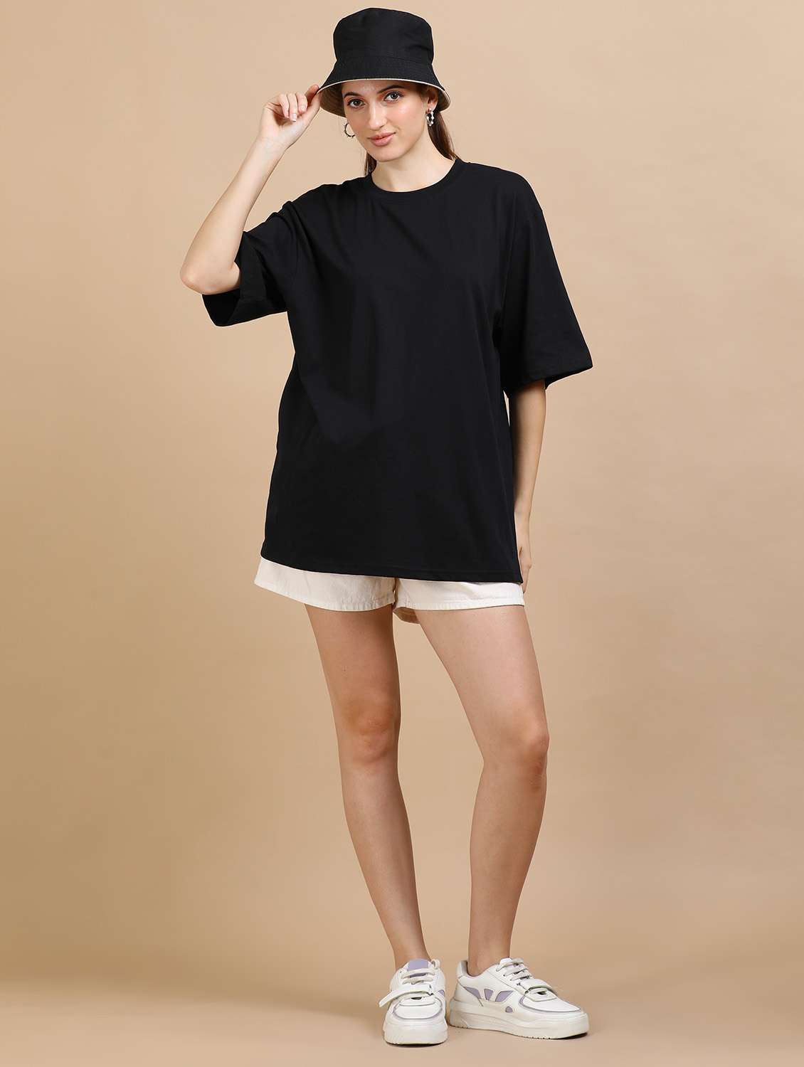 women solid short sleeves oversized t-shirt - 22547934 -  Standard Image - 5