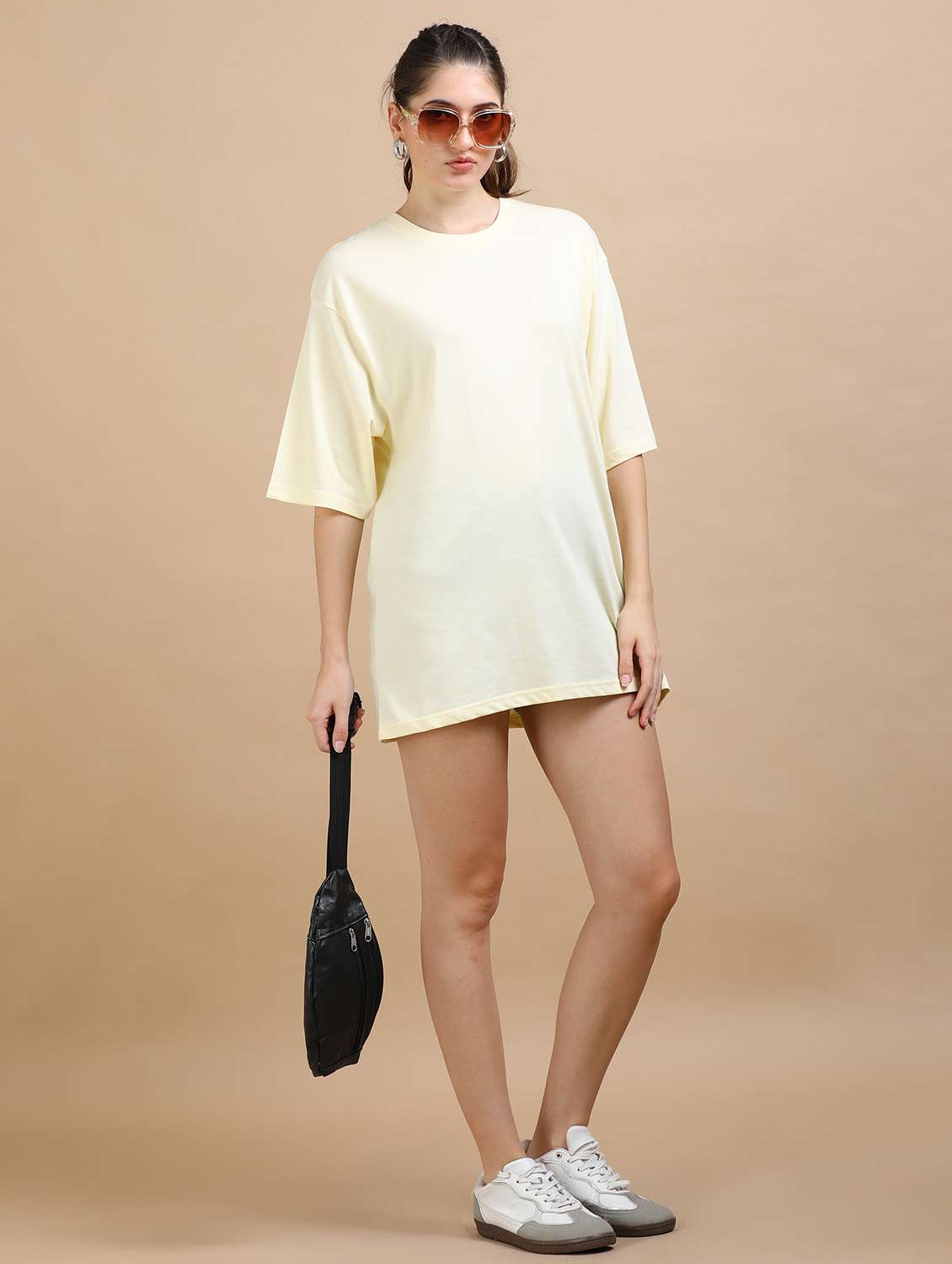 women solid short sleeves oversized t-shirt - 22547936 -  Standard Image - 5