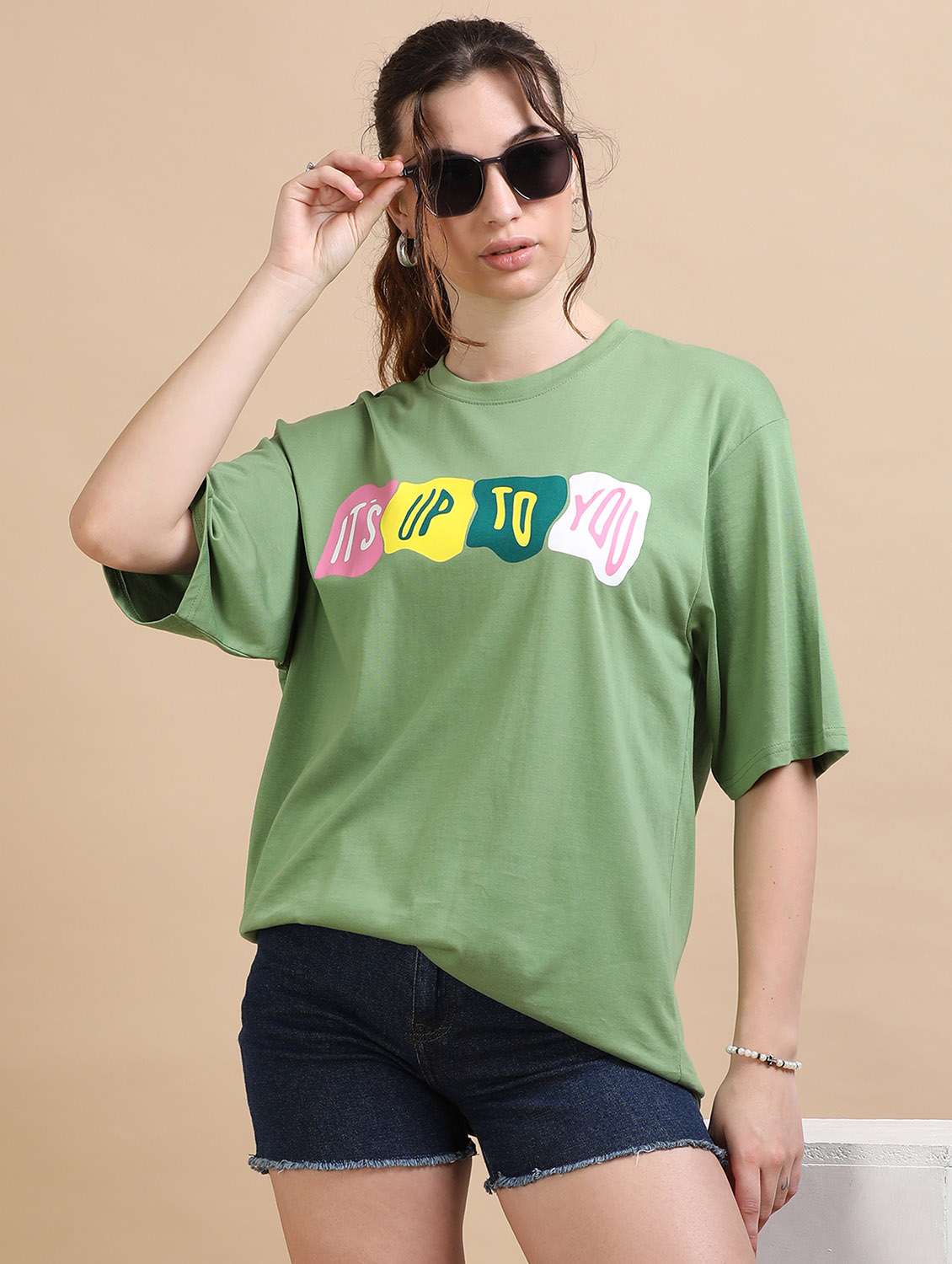 women printed short sleeves oversized t-shirt