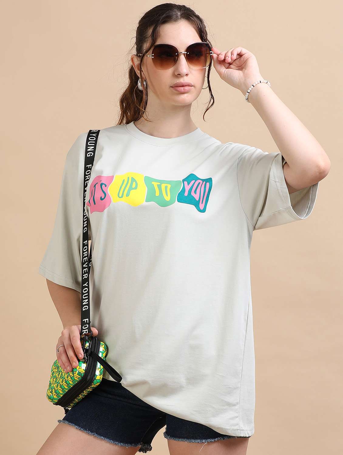 women printed short sleeves oversized t-shirt