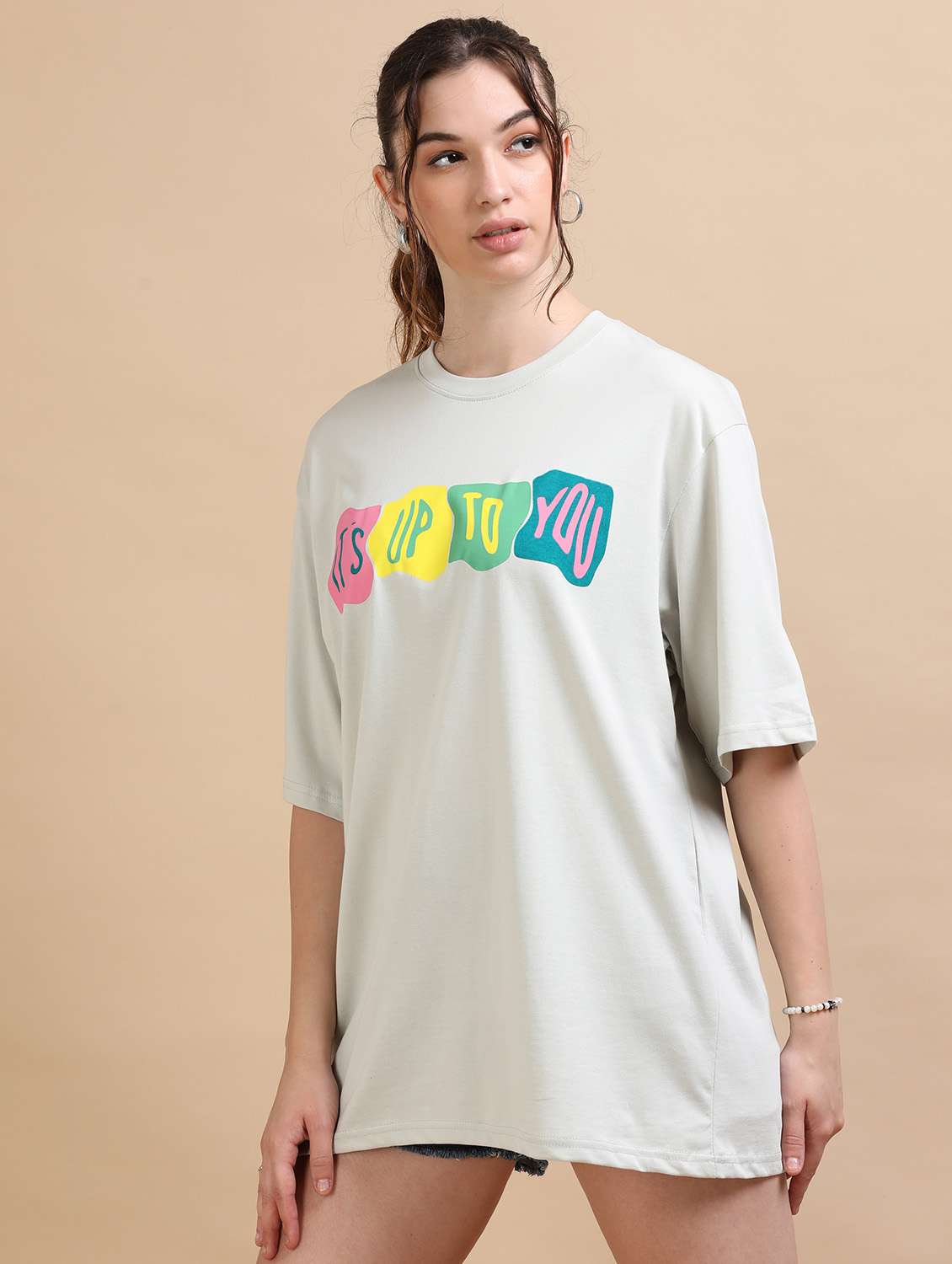 women printed short sleeves oversized t-shirt - 22547940 -  Standard Image - 3