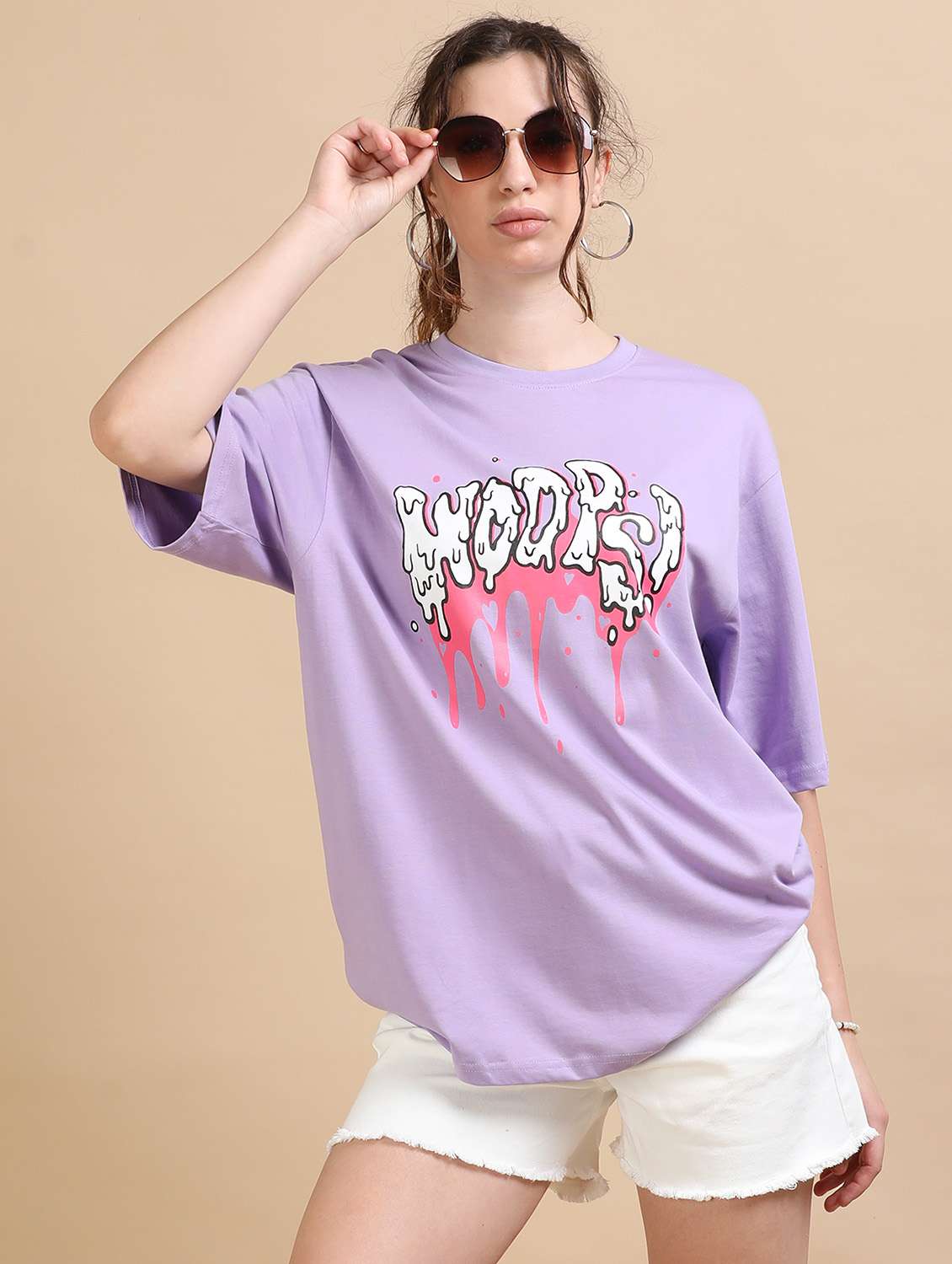 women printed short sleeves oversized t-shirt