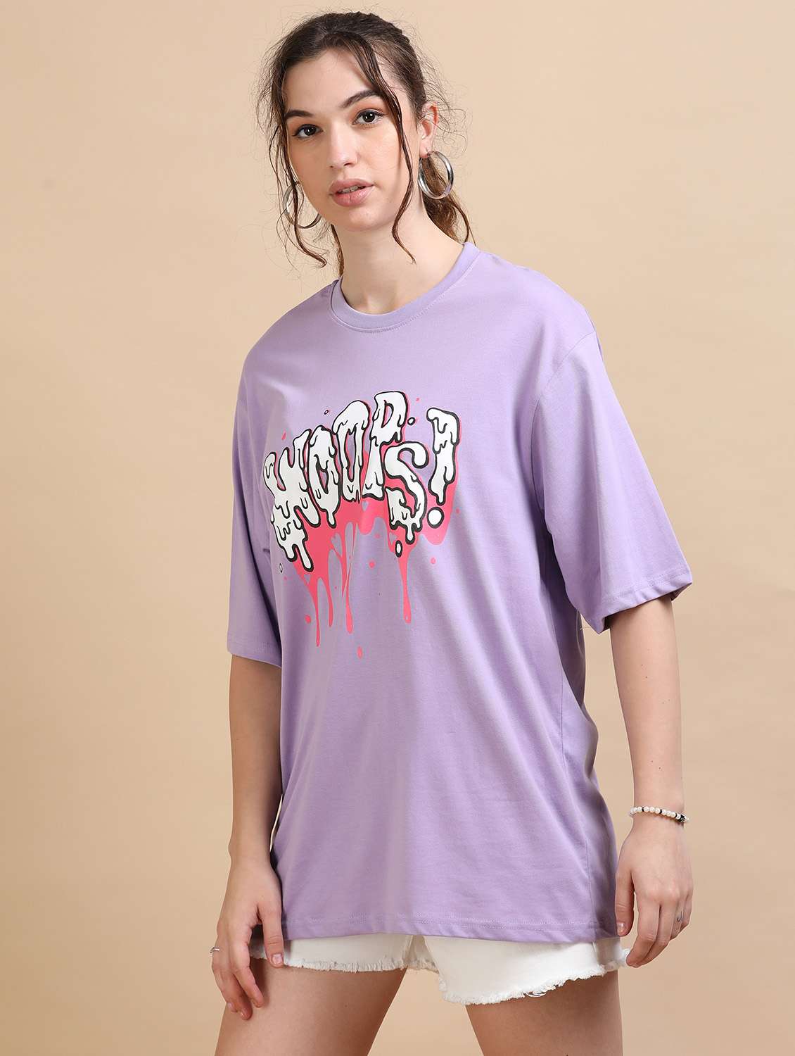 women printed short sleeves oversized t-shirt - 22547941 -  Standard Image - 3