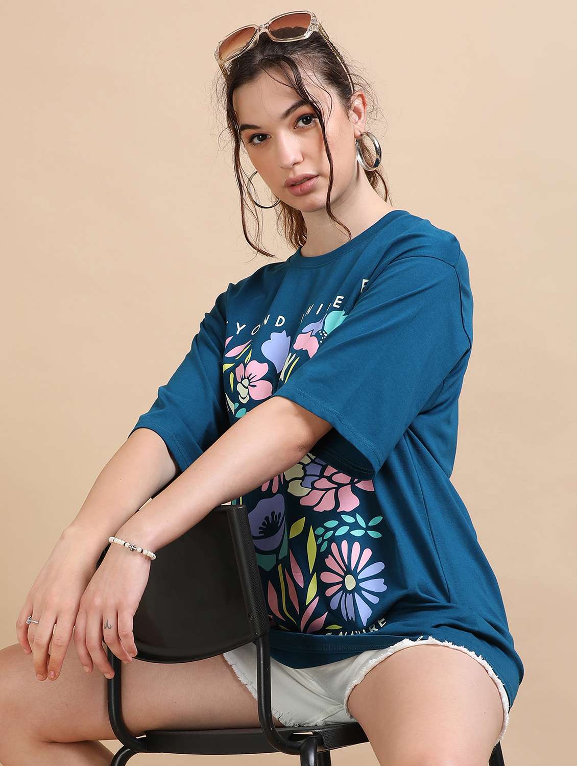 women printed short sleeves oversized t-shirt