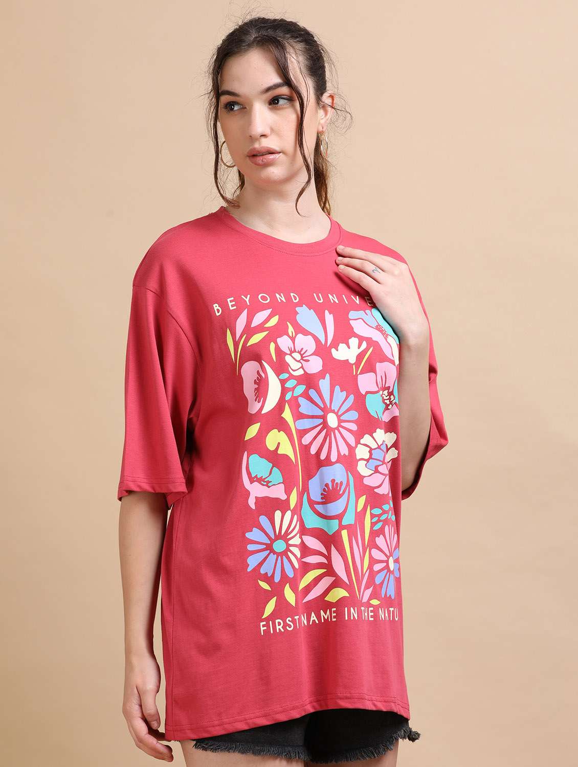 Women Printed Short Sleeves Oversized T-shirt - 22547945 -  Standard Image - 3