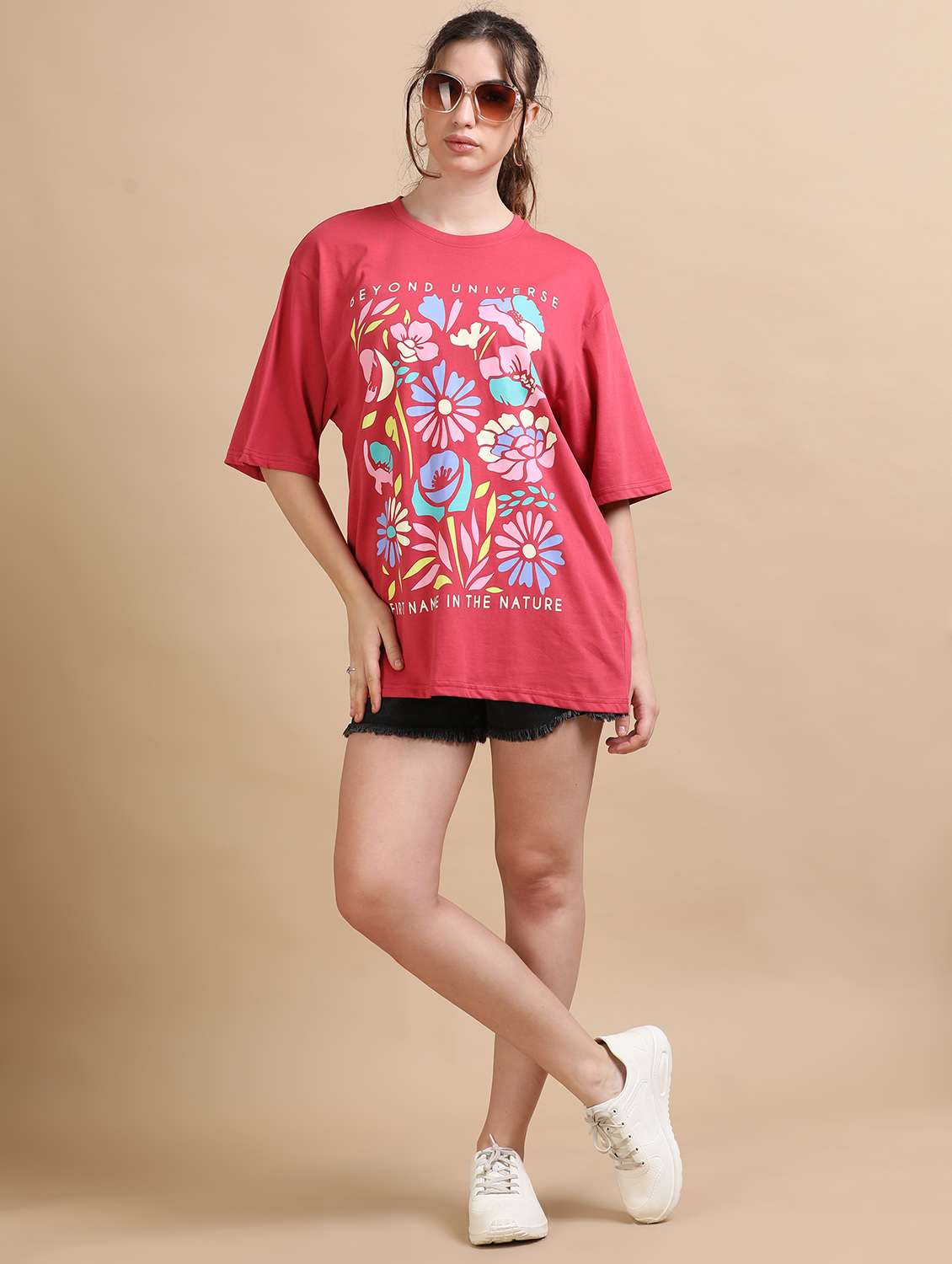 Women Printed Short Sleeves Oversized T-shirt - 22547945 -  Standard Image - 5