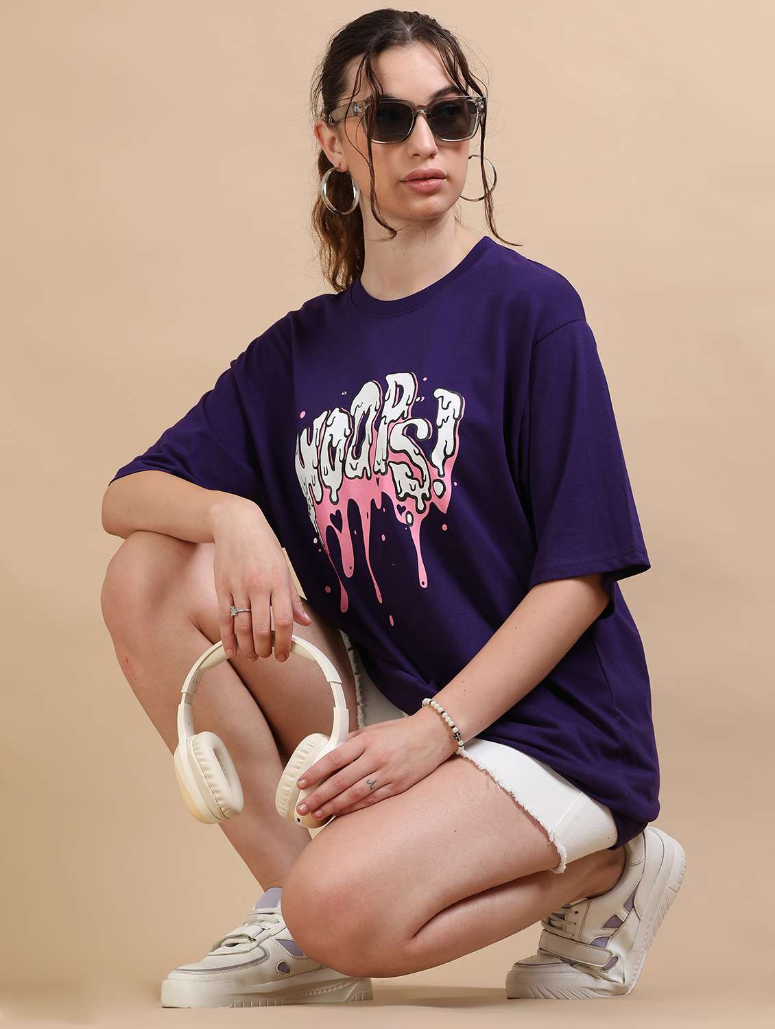 women printed short sleeves oversized t-shirt