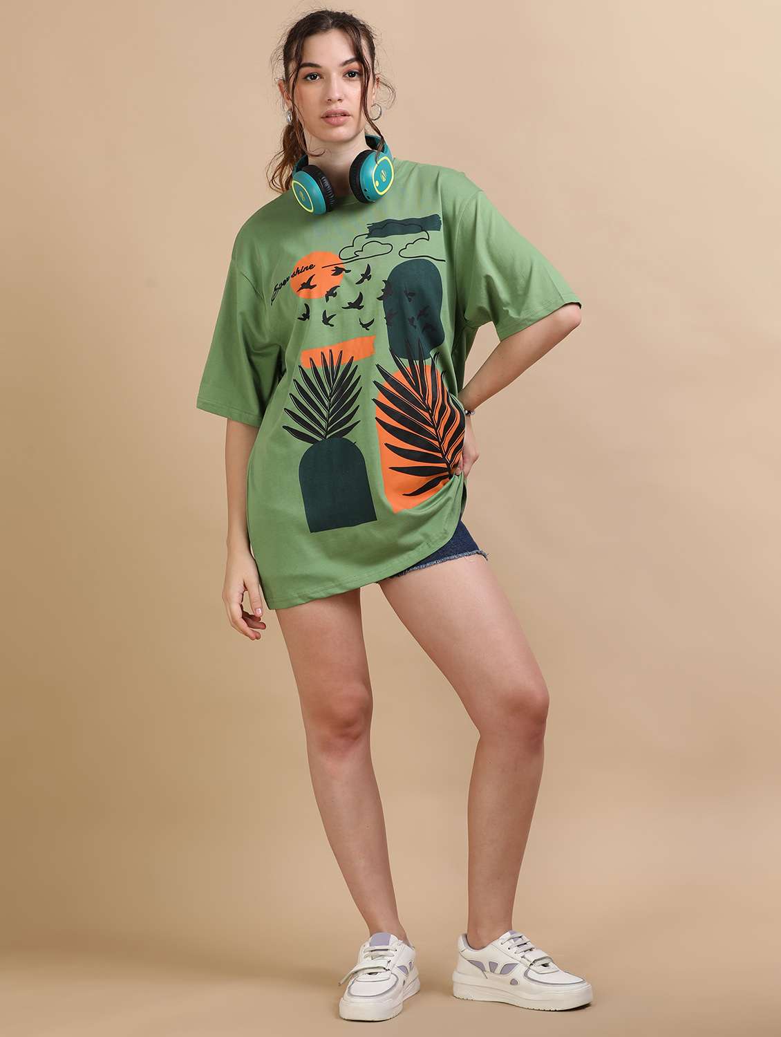 Women Printed Short Sleeves Oversized T-shirt - 22547954 -  Standard Image - 5
