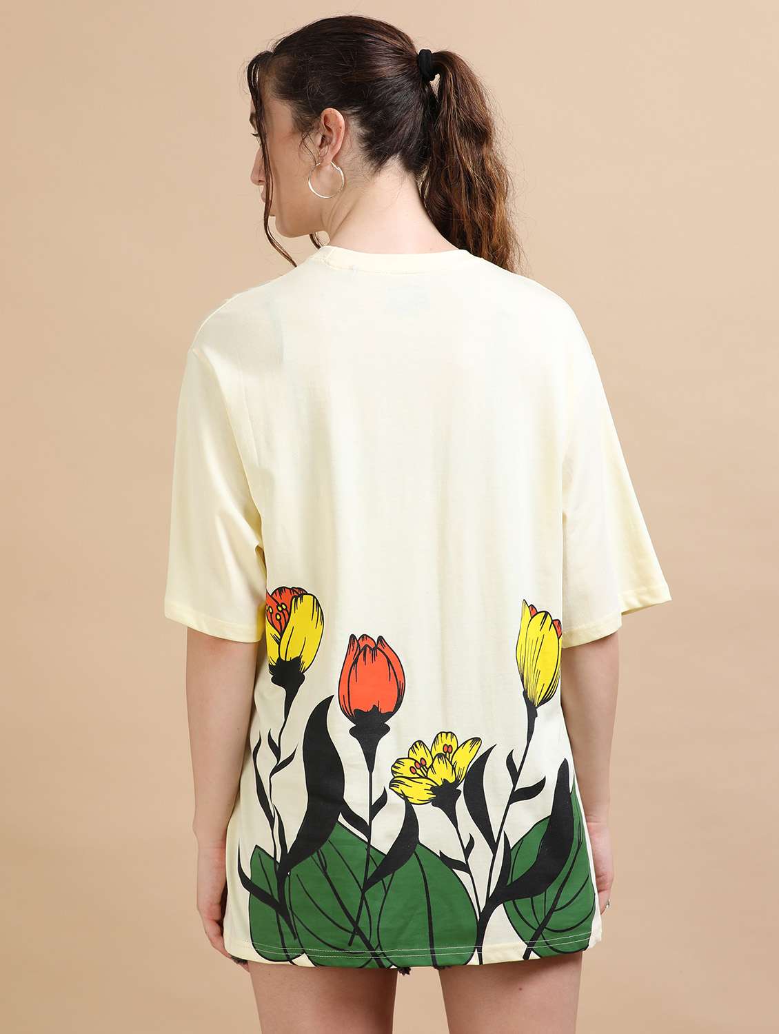 women printed short sleeves oversized t-shirt