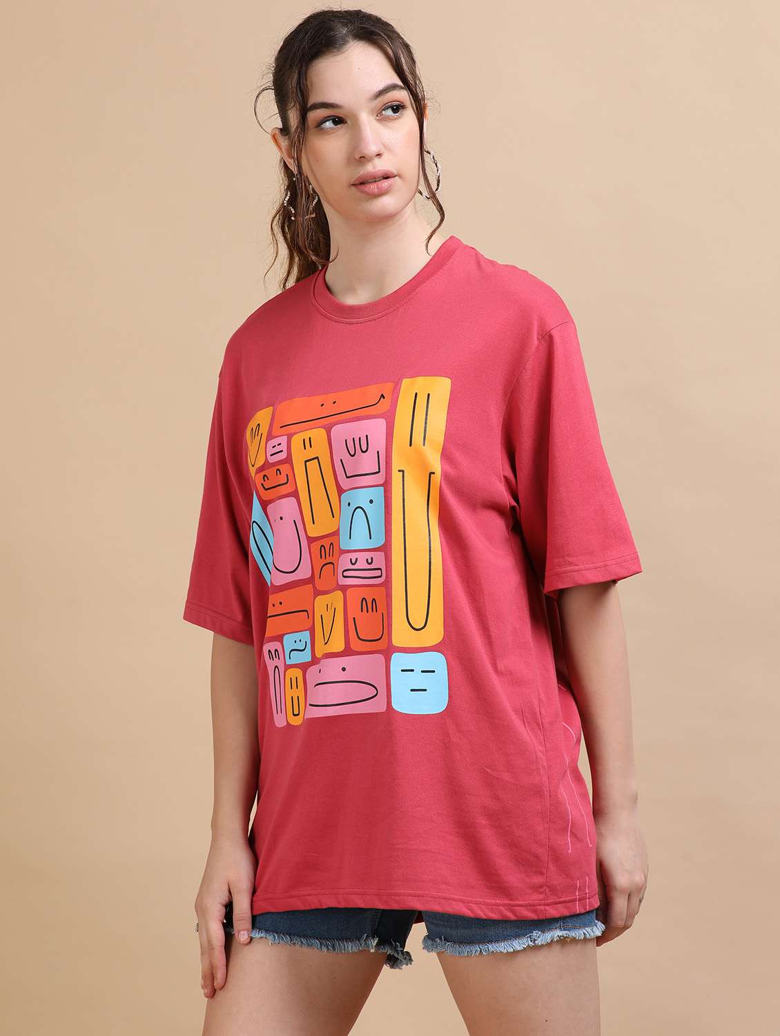 women printed short sleeves oversized t-shirt - 22547964 -  Standard Image - 3