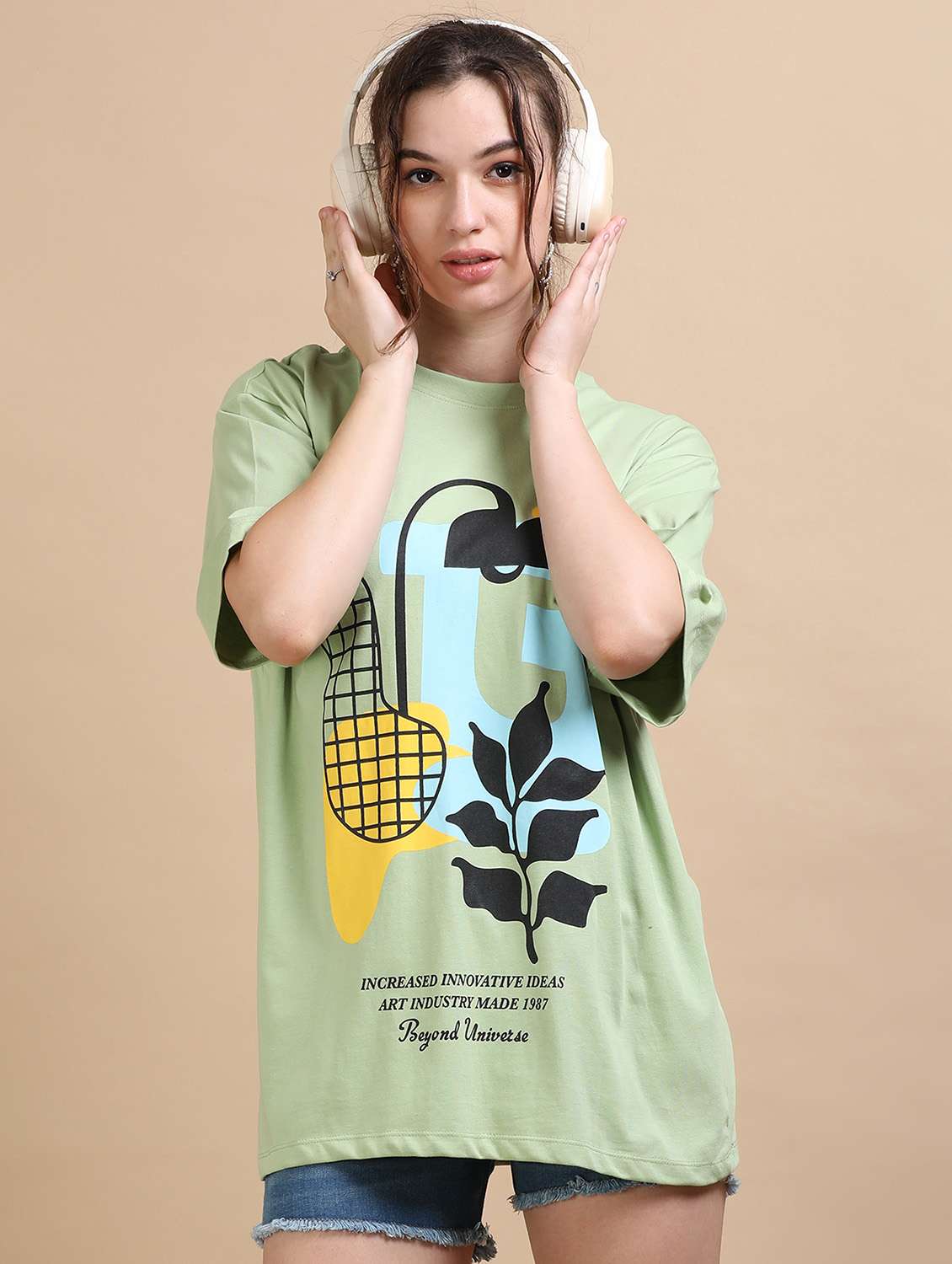 women printed short sleeves oversized t-shirt