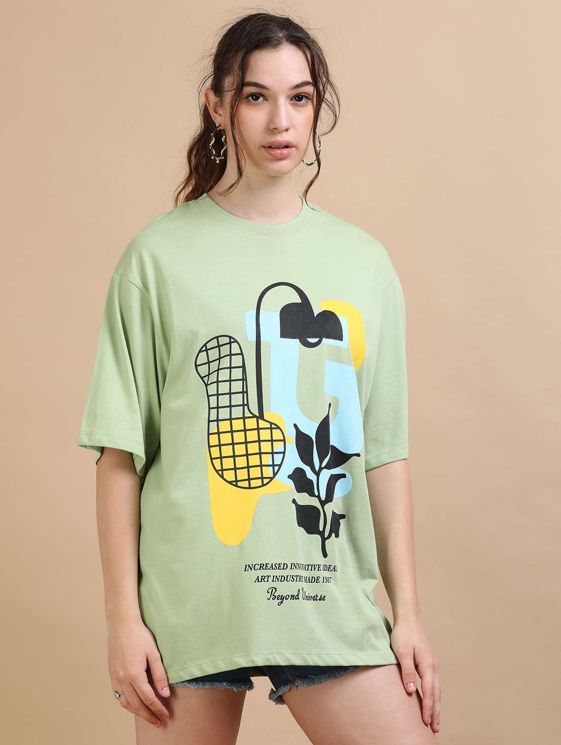 women printed short sleeves oversized t-shirt - 22547969 -  Standard Image - 3