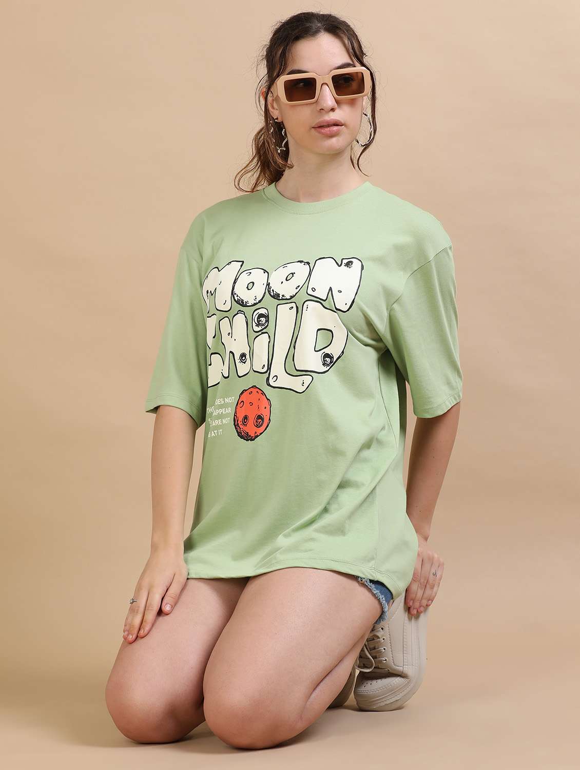 women printed short sleeves oversized t-shirt
