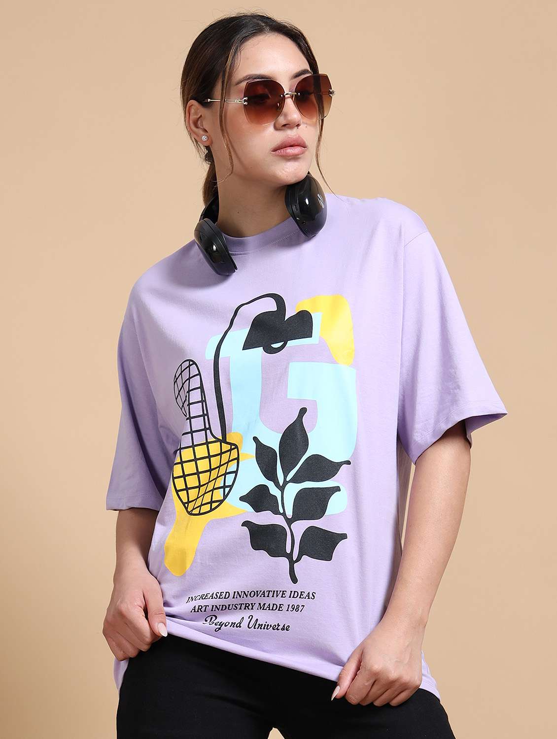 women printed short sleeves oversized t-shirt