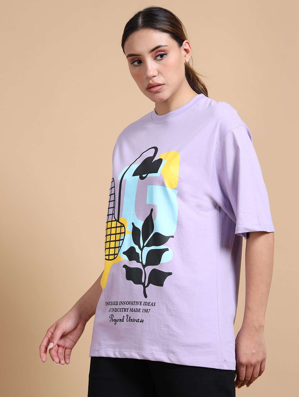 women printed short sleeves oversized t-shirt - 22547971 -  Standard Image - 3