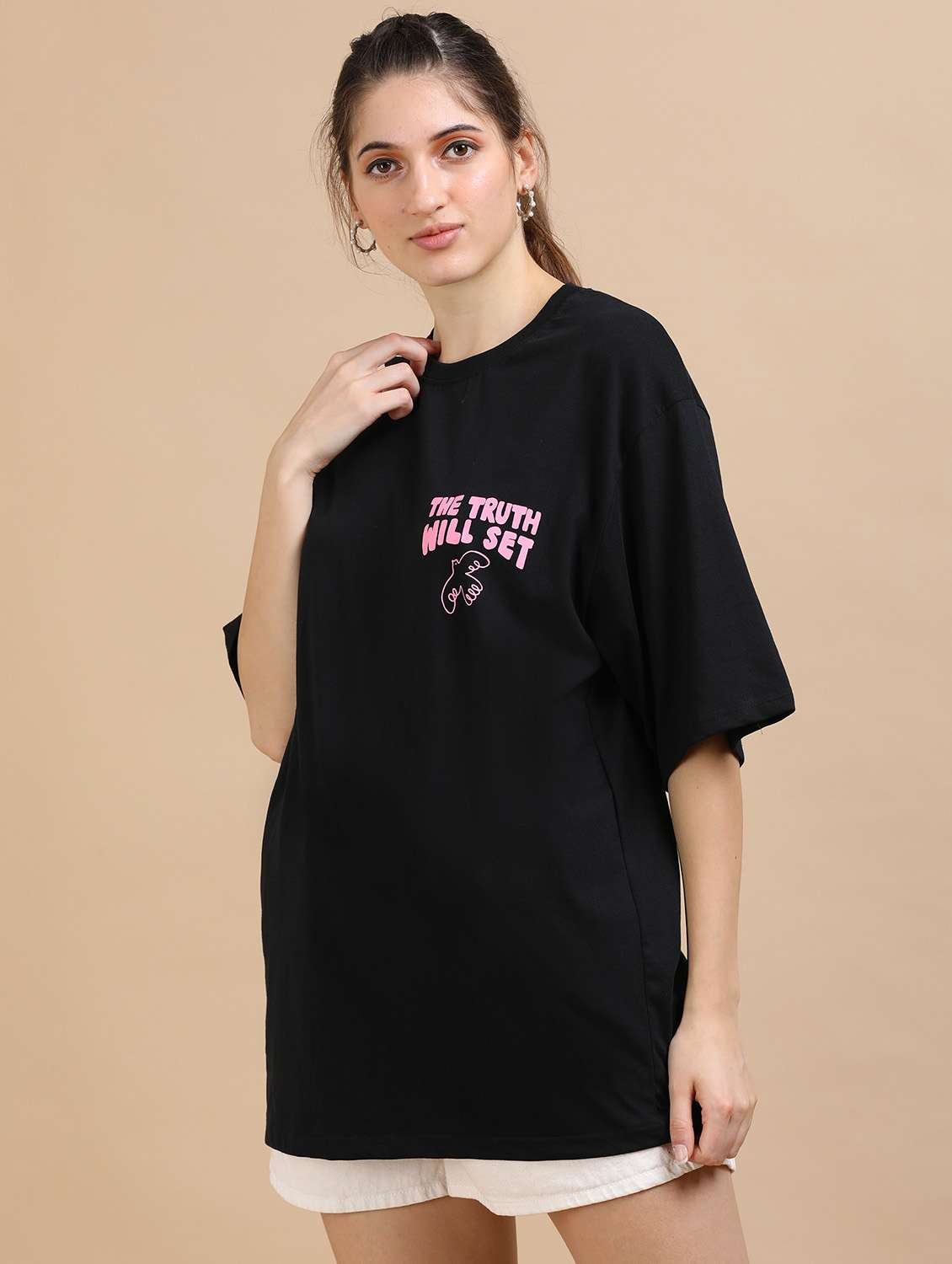 women printed short sleeves oversized t-shirt - 22547974 -  Standard Image - 3