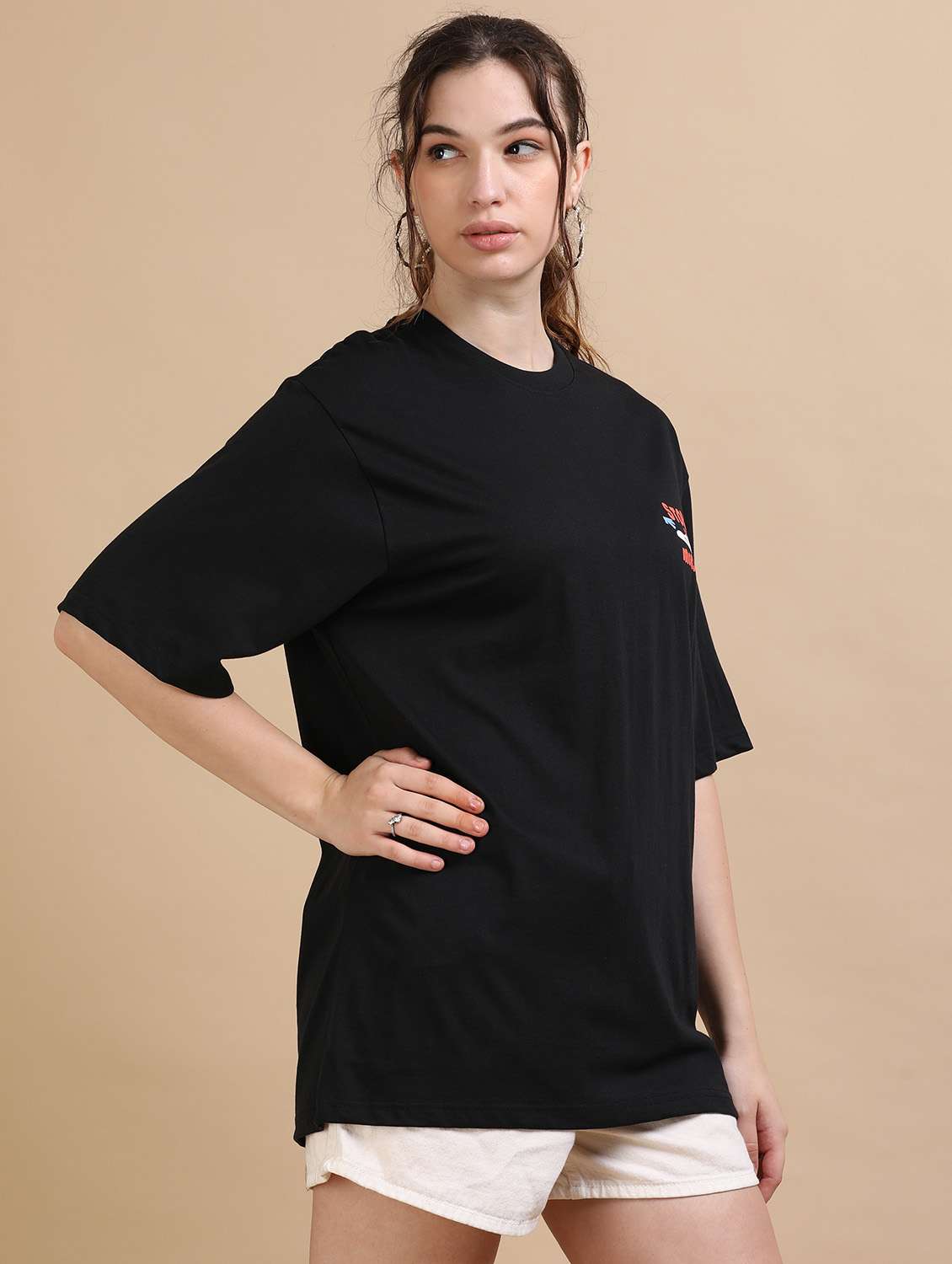 women printed short sleeves oversized t-shirt - 22547985 -  Standard Image - 3