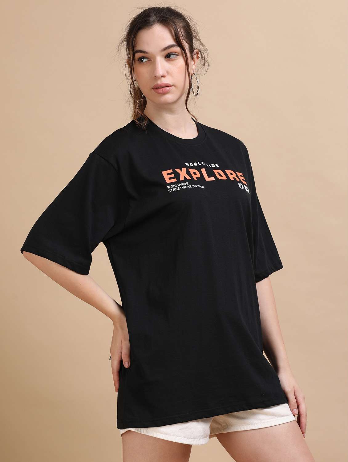 women printed short sleeves oversized t-shirt - 22547987 -  Standard Image - 3