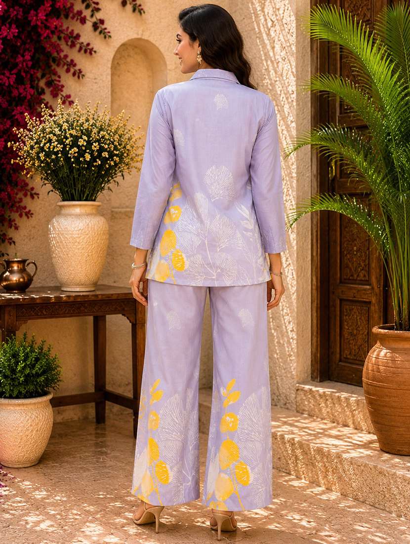 women printed collared shirt and trouser co-ord set - 22548015 -  Standard Image - 3