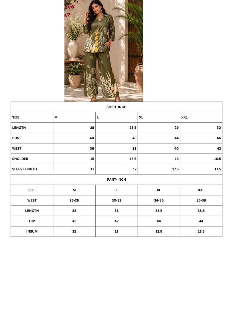 women printed collared shirt and trouser co-ord set - 22548015 -  Standard Image - 5