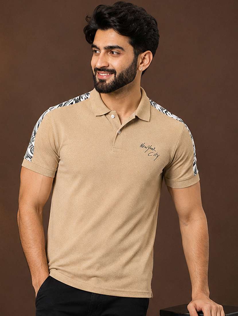 men taped short sleeves polo t-shirt