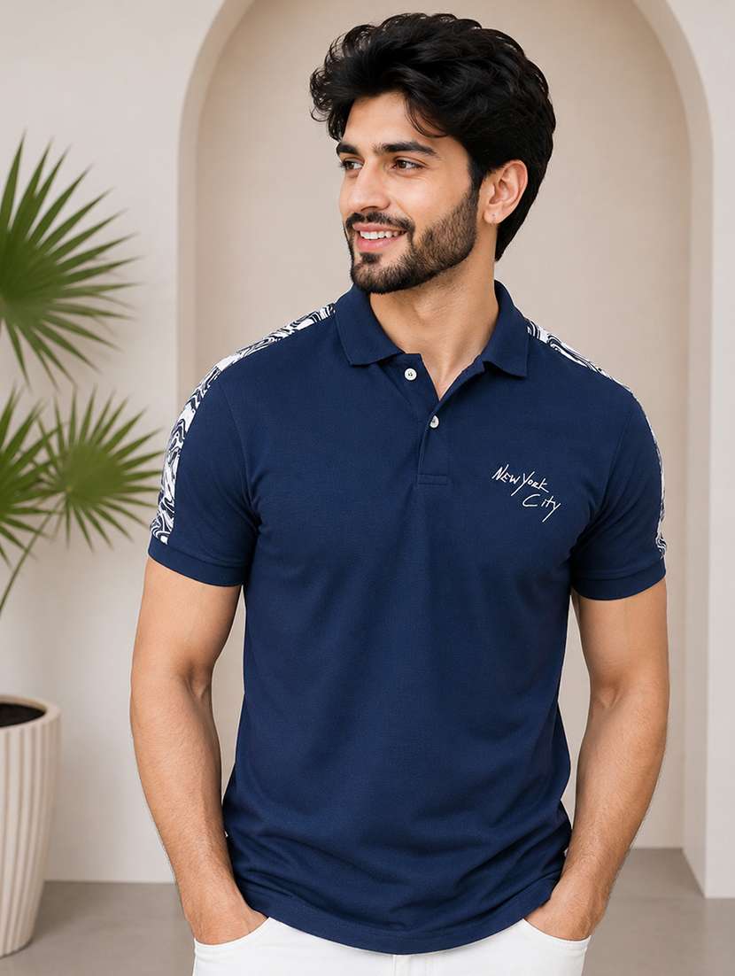 men taped short sleeves polo t-shirt