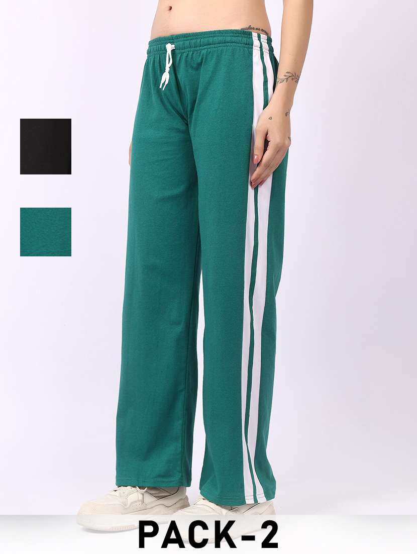 women pack of 2 tapered regular fit track pant