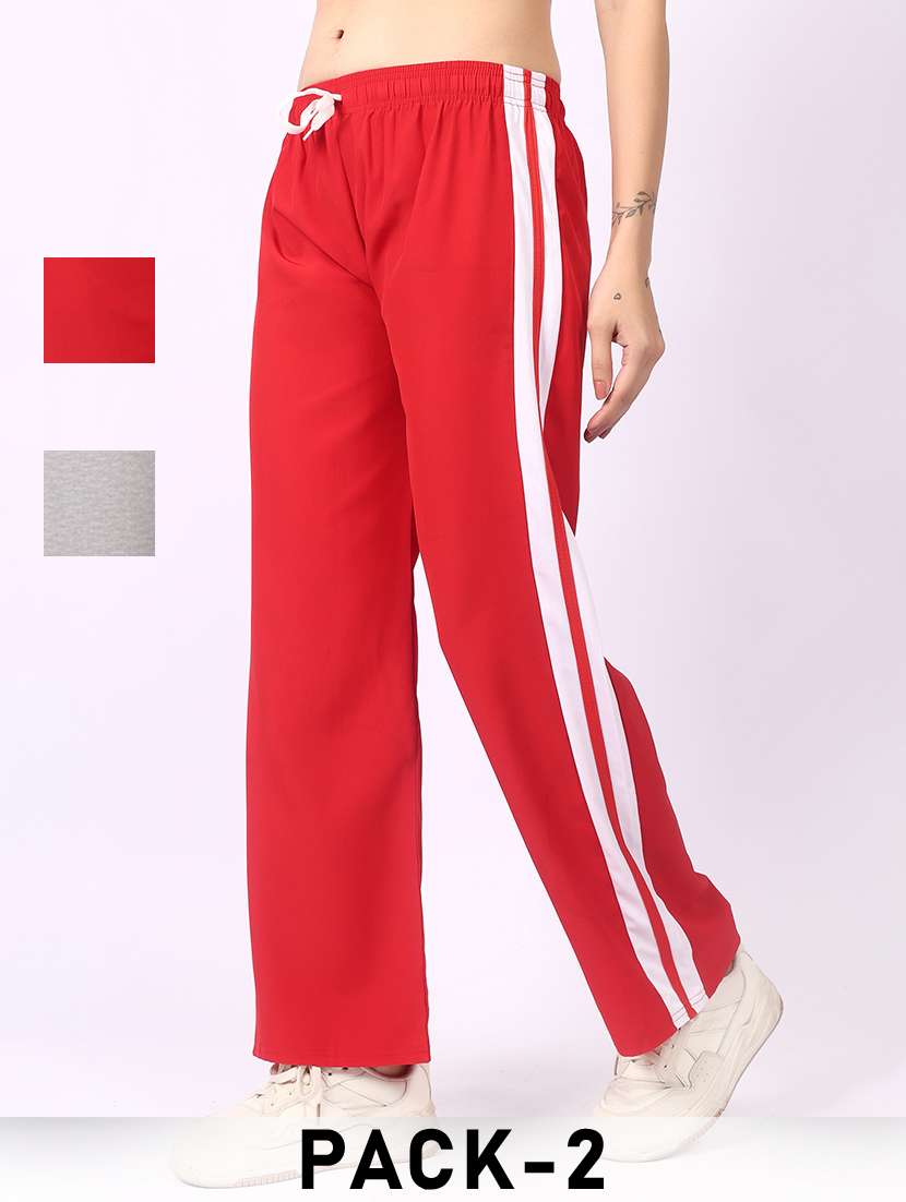 women pack of 2 tapered mid rise regular track pant