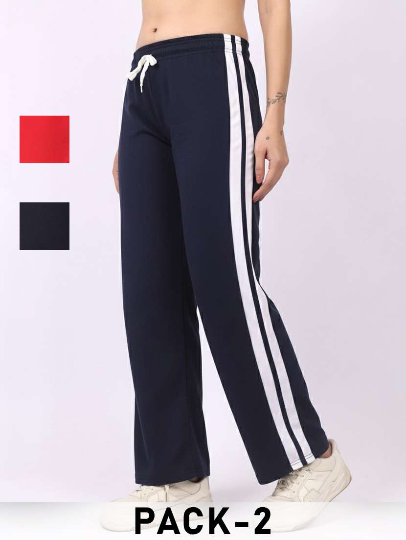 women pack of 2 tapered mid rise regular track pant