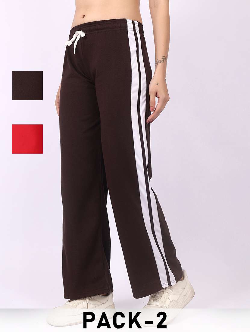 women pack of 2 tapered mid rise regular track pant