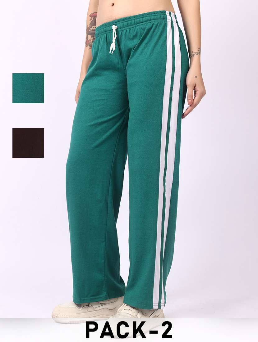 women pack of 2 tapered mid rise regular track pant