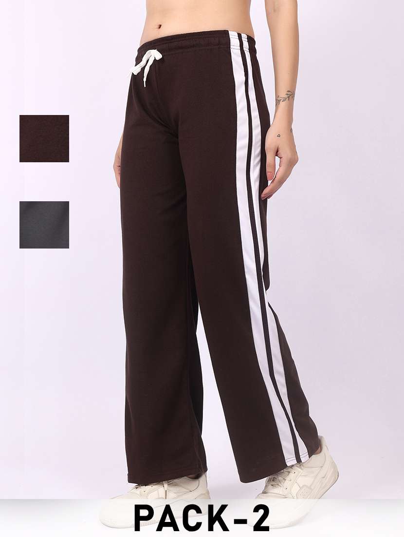 women pack of 2 tapered mid rise regular track pant