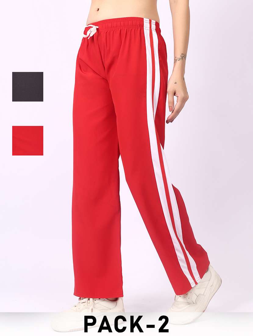 women pack of 2 tapered mid rise regular track pant
