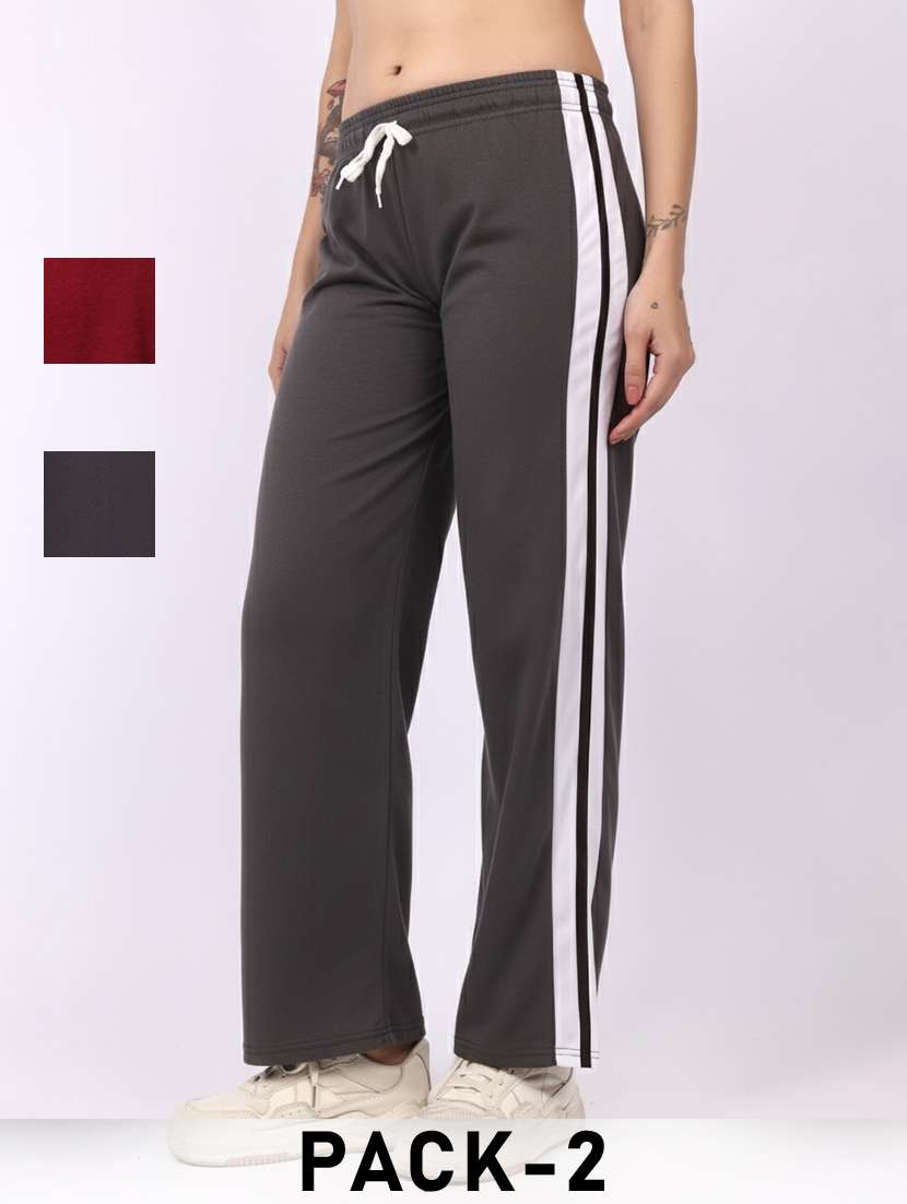 women pack of 2 tapered mid rise regular track pant