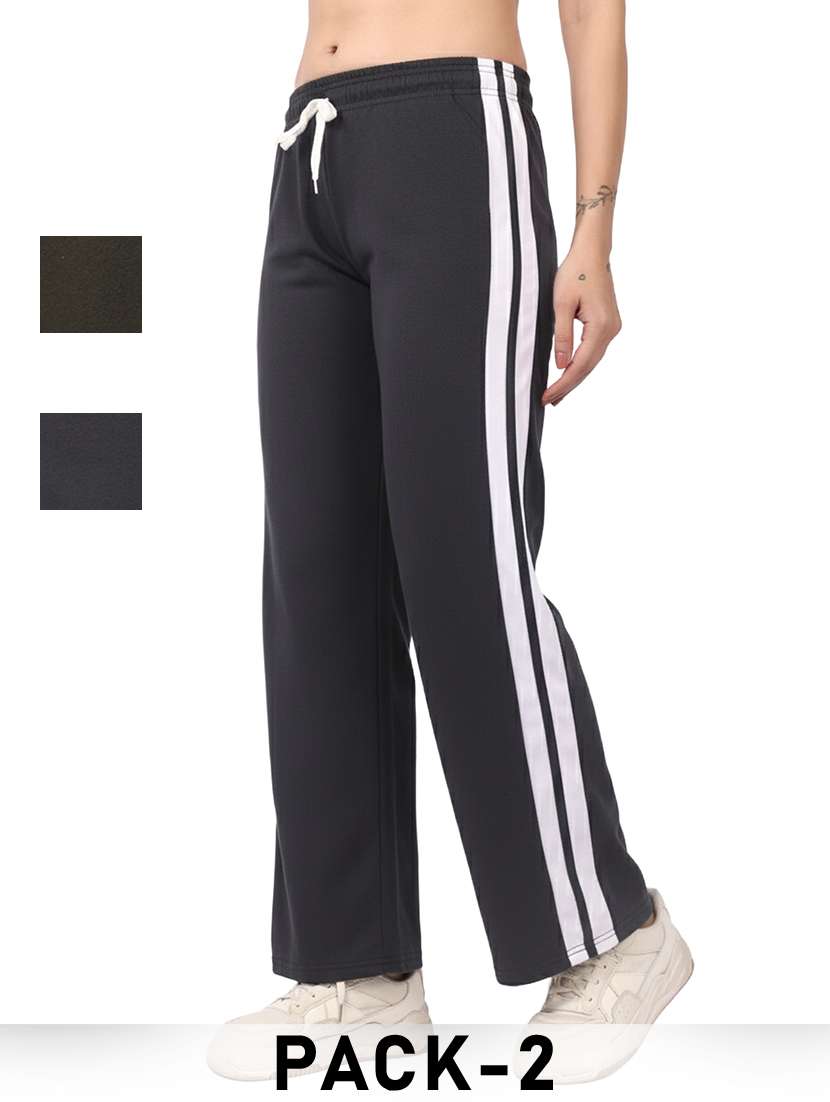 women pack of 2 tapered mid rise regular track pant