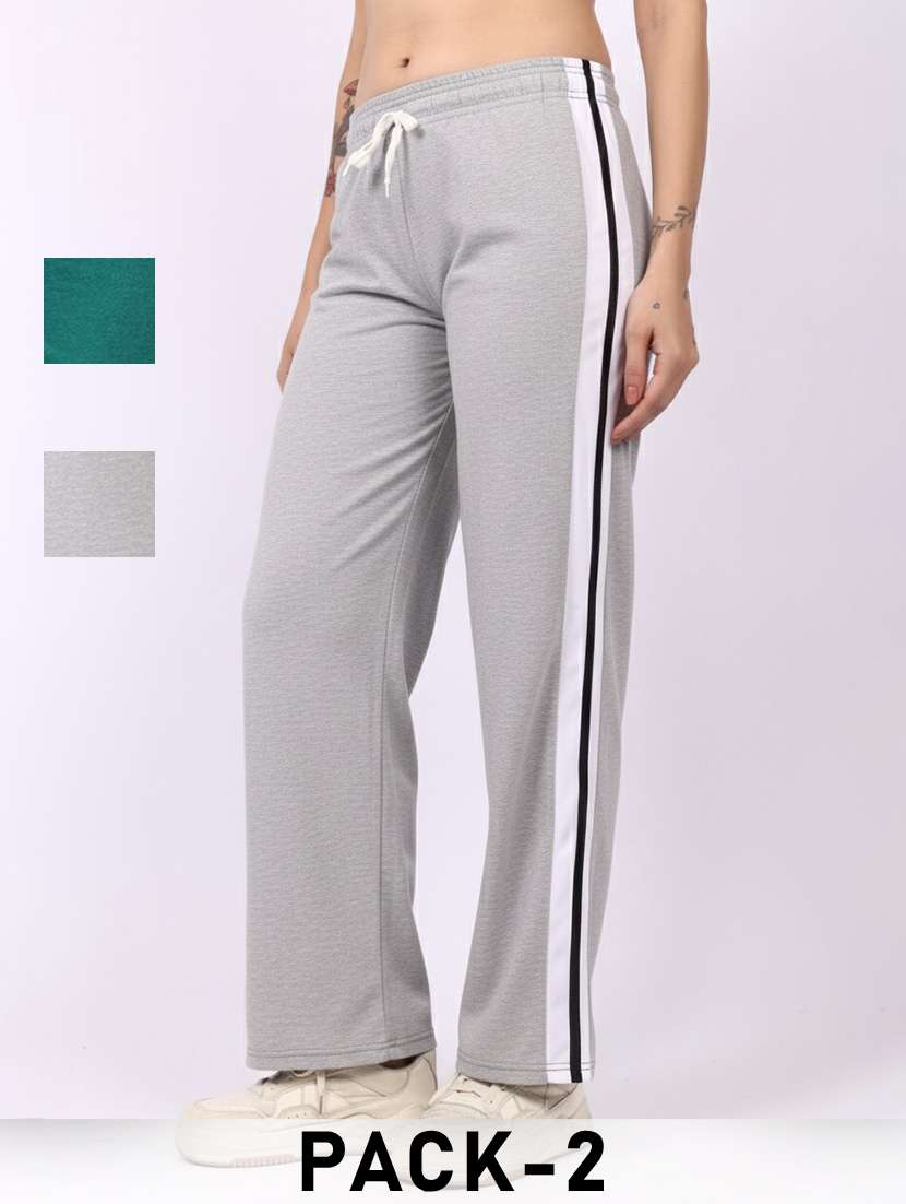 women pack of 2 tapered mid rise regular track pant