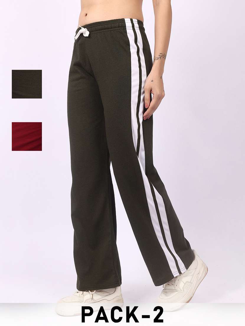 women pack of 2 tapered mid rise regular track pant