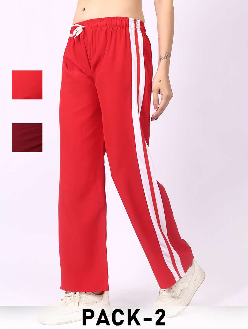 women pack of 2 tapered mid rise regular track pant