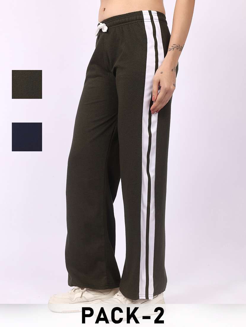 women pack of 2 tapered mid rise regular track pant