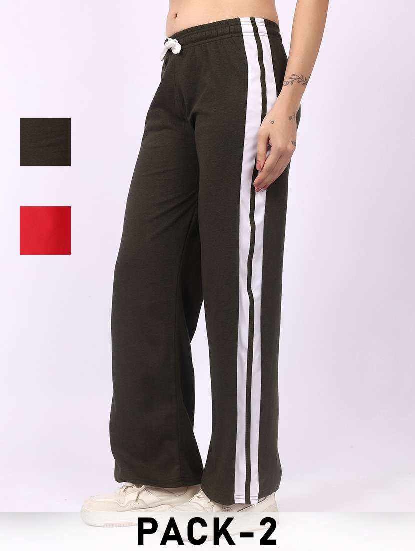 women pack of 2 tapered mid rise regular track pant