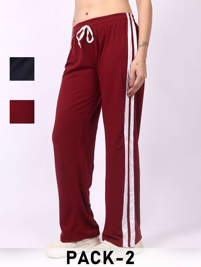 women pack of 2 tapered mid rise regular track pant