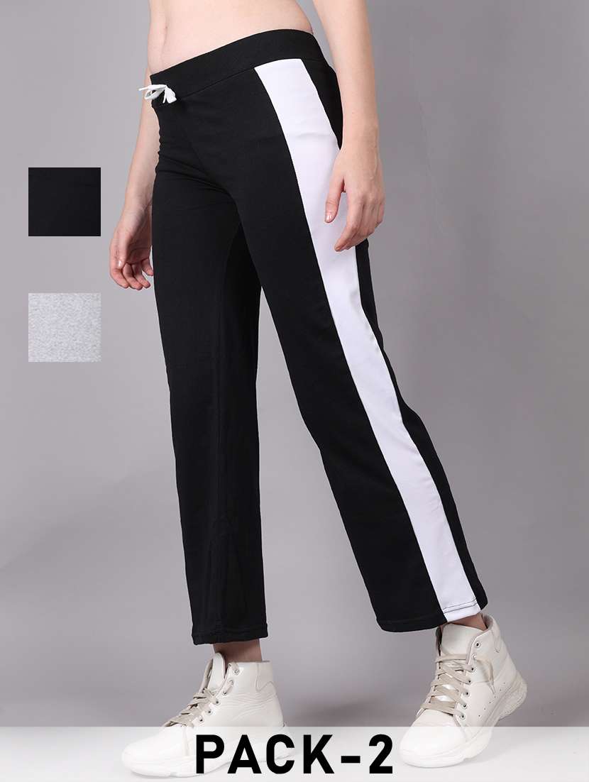 women pack of 2 tapered mid rise regular track pant