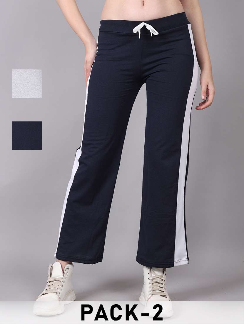 women pack of 2 tapered mid rise regular track pant